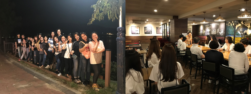 박차희 관장이 직원들과 함께 사업평가회를 진행하는 모습