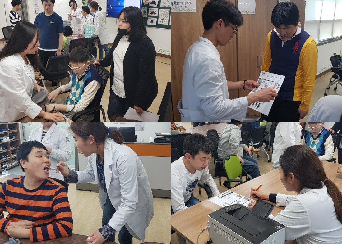 서구보건소 직원들이 이용자들의 건강을 체크해주고 있는 모습